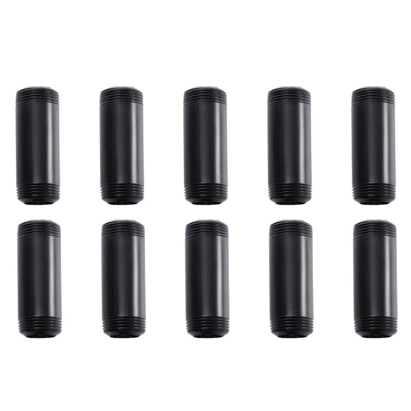 Home TZH 1"x4" Black Painted Iron Pipe, Home TZH 10 Pack Threaded Black Metal Pipe Nipple for DIY Project/Furniture/Shelving Decoration (10, 4") - Image 1